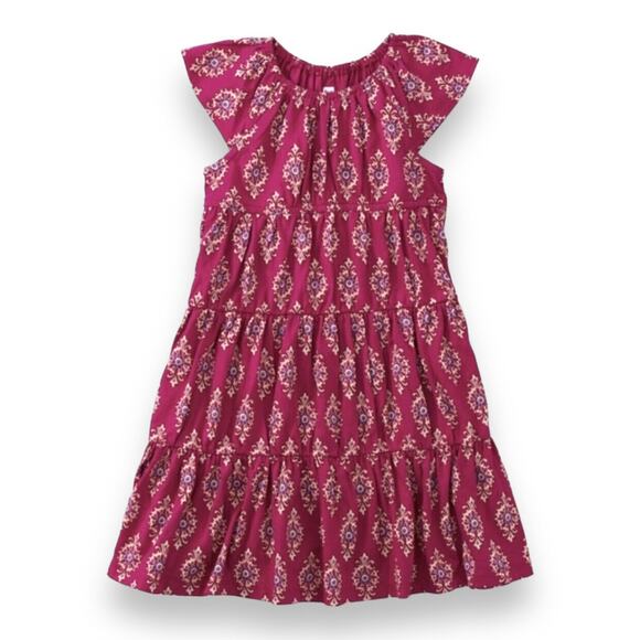 Tea Collection NWT Flutter Sleeve Tiered Midi Dress. Indian Wood Block. Size 2 - Picture 1 of 3